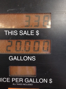 One large SUV filled up for $3.38!  What a bargain!